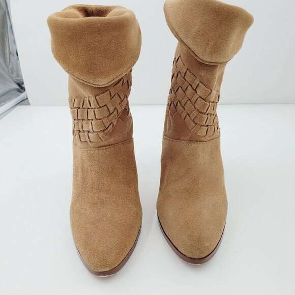 Farylrobin Ankle Boots Womens Size 7.5 Brown Suede Booties Weaved Anthropoligie - Picture 3 of 10